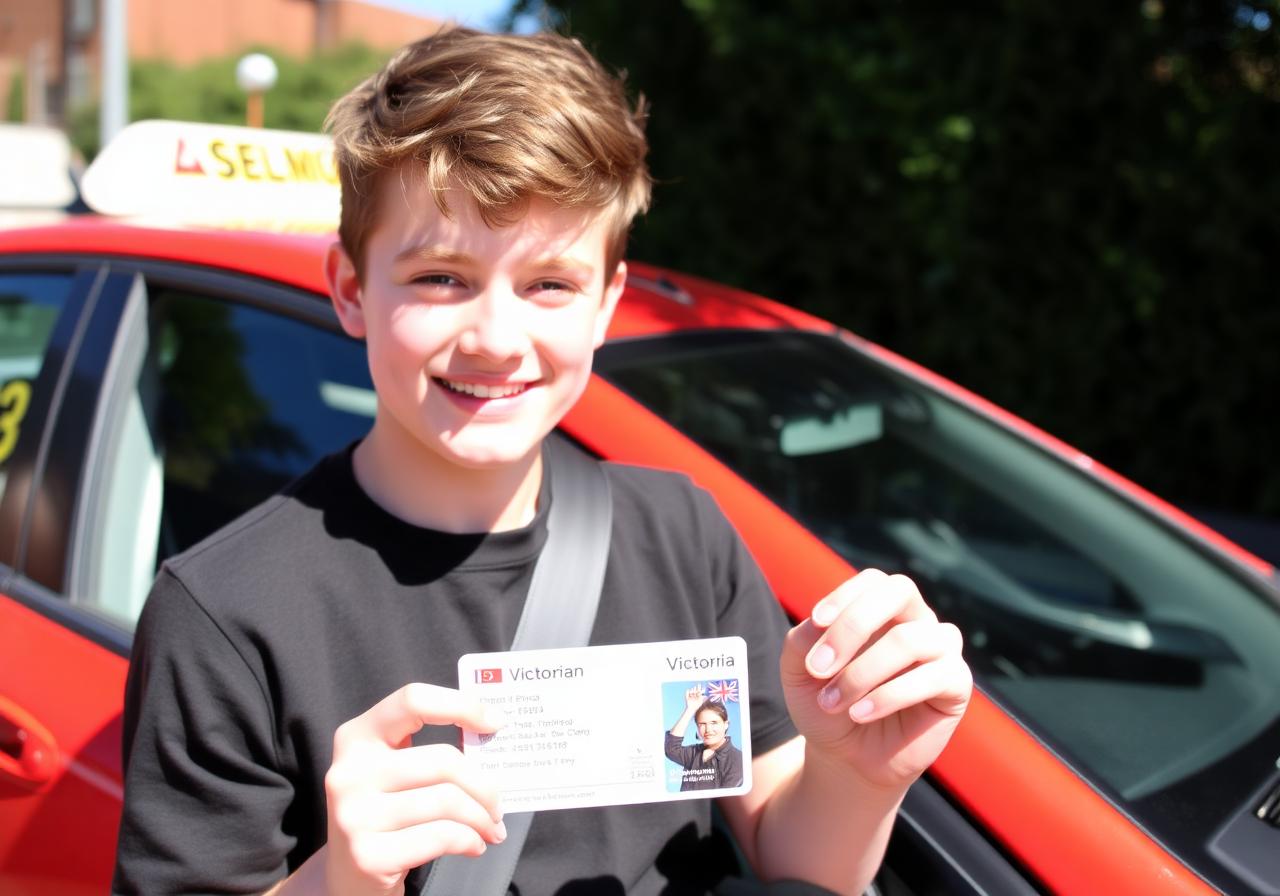 Happy student with new Victorian licence